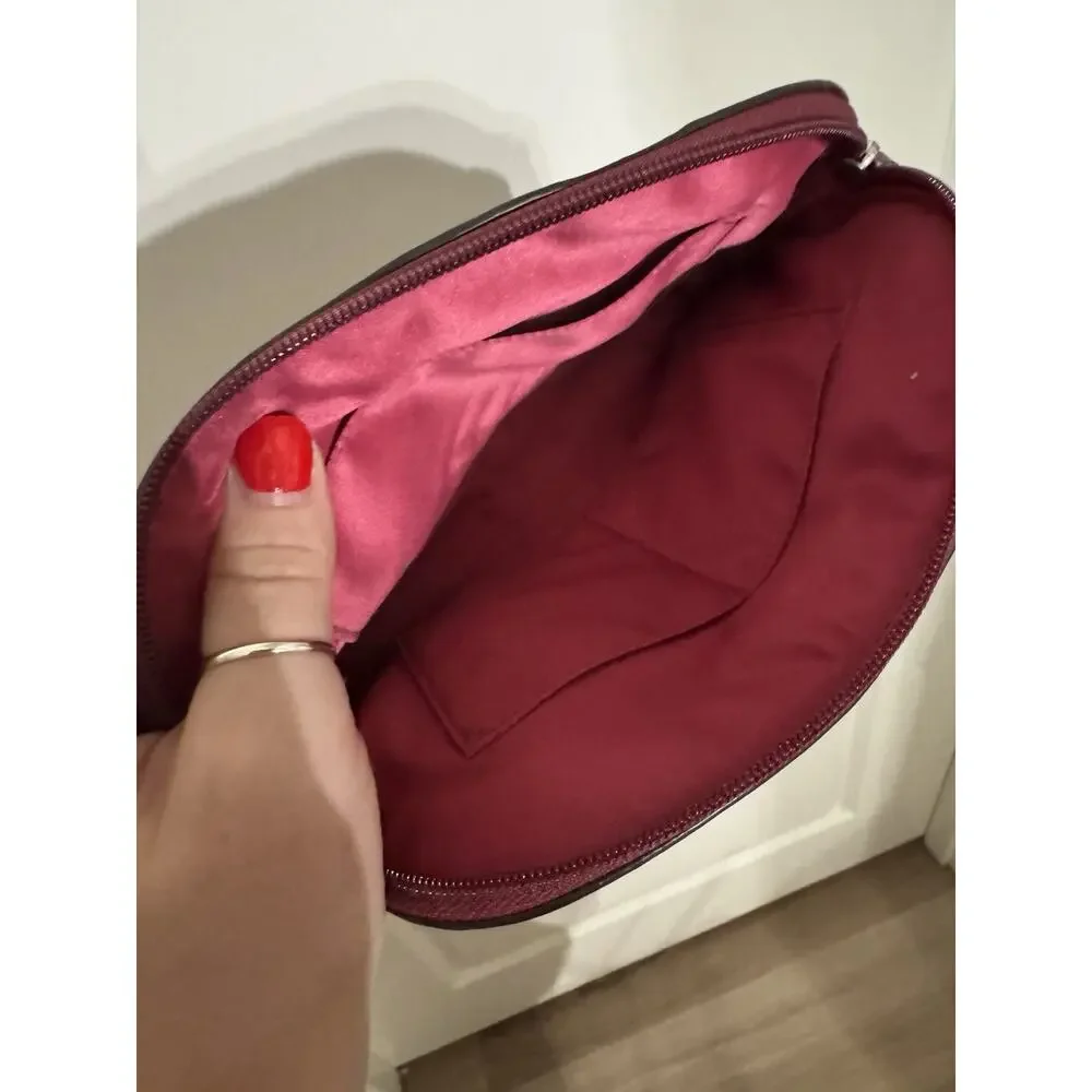 Coach Raspberry Embossed Patent Leather Cosmetic Bag Makeup Bag
